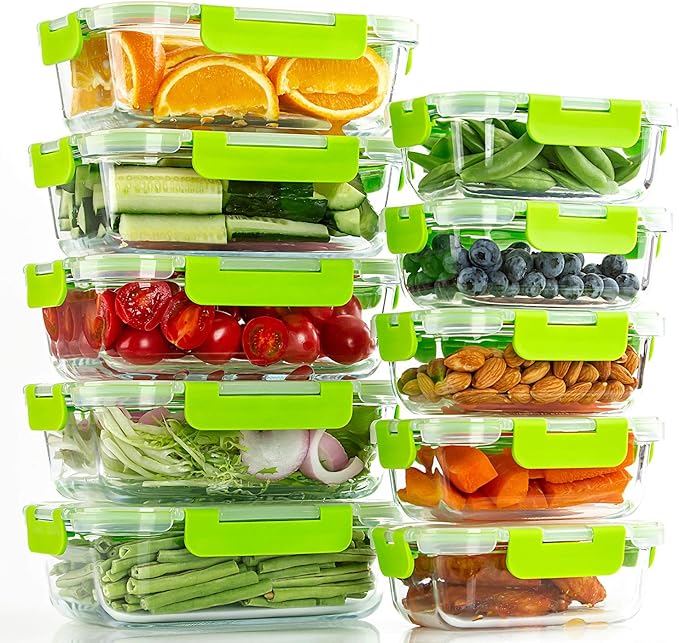 C CREST Glass Containers for Food Storage with Lids
