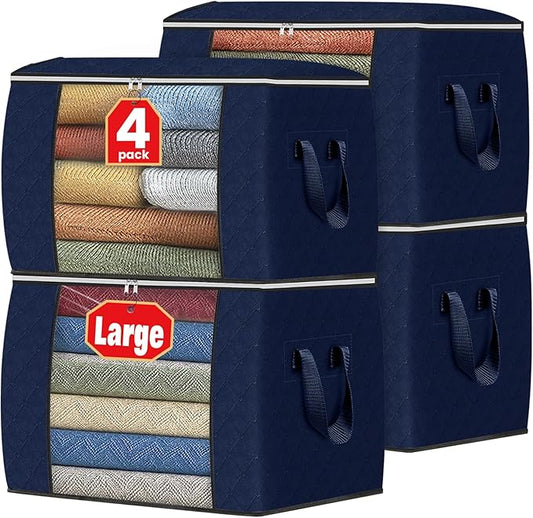 Fab totes 24 Gallons Clothes Storage, 4 Pack,Blue