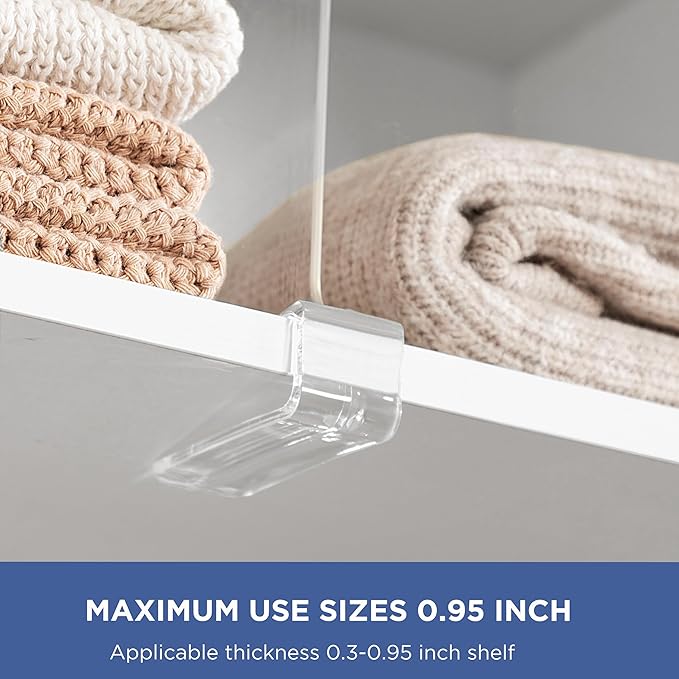 4 Pack Closet Organizers and Storage, Clear Shelf Dividers