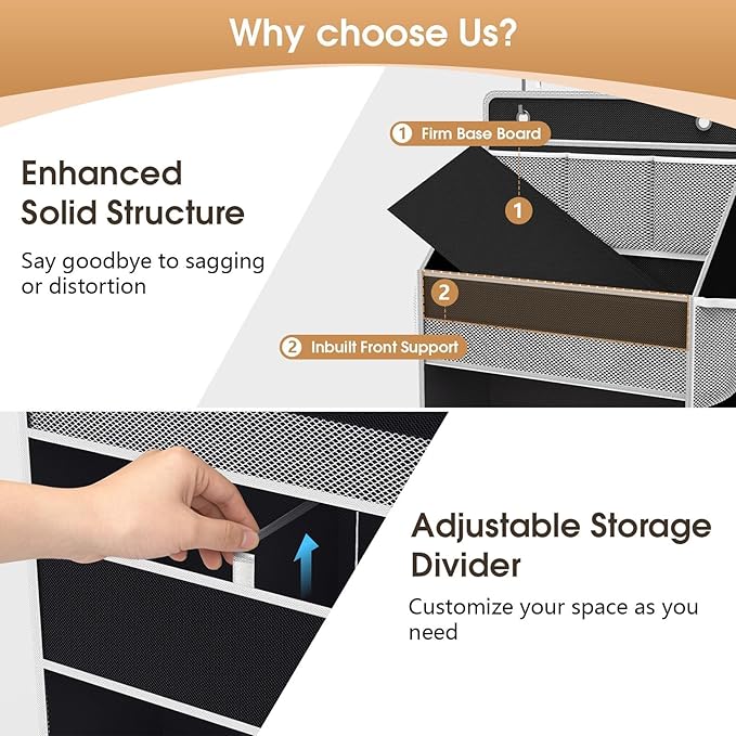 5-Tier Over the Door Organizer for Hanging, 1 Pack, Black