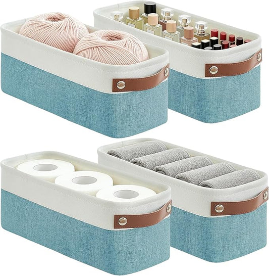 Small Fabric Storage Baskets, Teal
