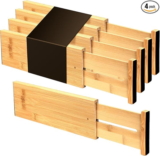 Bamboo Dresser Drawer Dividers, 4 pcs