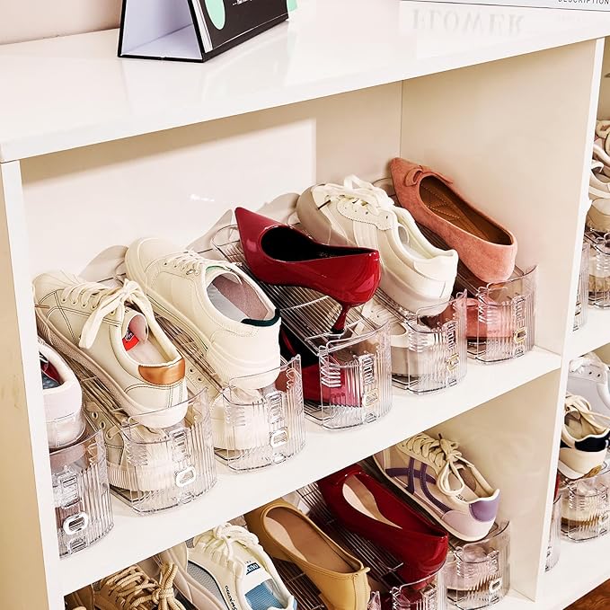 Shoe Slots Organizer, 24 Pack Transparent Shoe Stackers for A Pair of Shoes