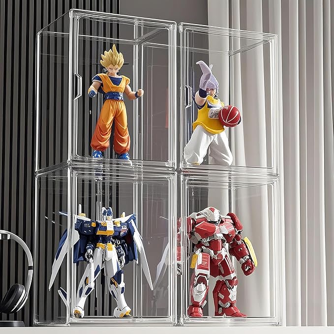 Clear Acrylic Display Case with Magnetic Lid-Dustproof Plastic Book Storage box,Clear Box,Purse Storage Organizer,Action Figure Display Case,Acrylic Sneaker Shoe Box(2 Pack)