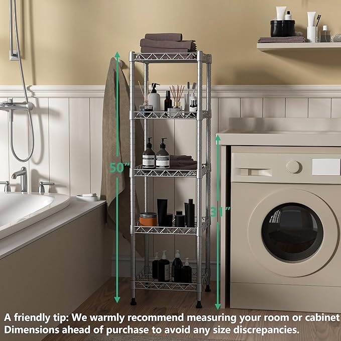 5 Tier Standing Shelving Metal Units, Matte/Glossy Finish)