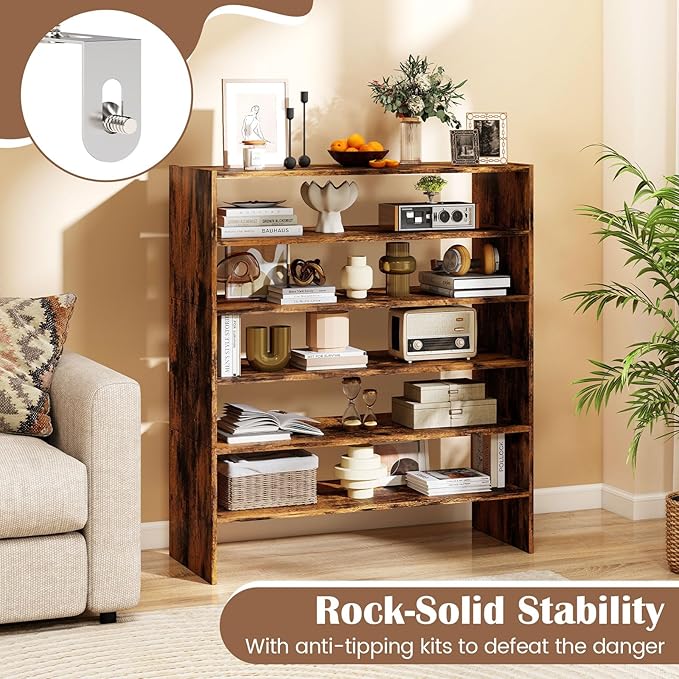 Tangkula 6-Tier Stackble Vertical Shoe Rack, Space Saving Wooden Corner Shoe Storage Shelf for 18 Pairs, 3-in-1 Adjustable White Shoe Organizer for Front Door Entryway