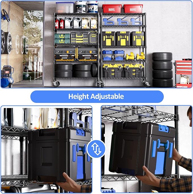 5-Tier Storage Shelving Unit with Wheels, Basement