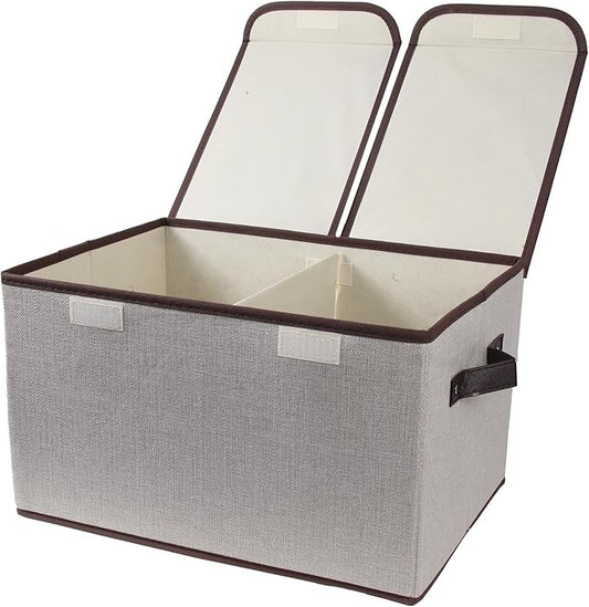 Foldable Fabric Storage Box, 16.5 x 11.8 x 9.8 inches (L x W x H), Grey