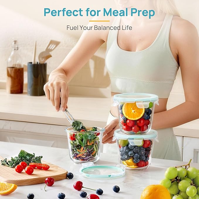 5Pack 24oz Glass Storage Containers with Lids