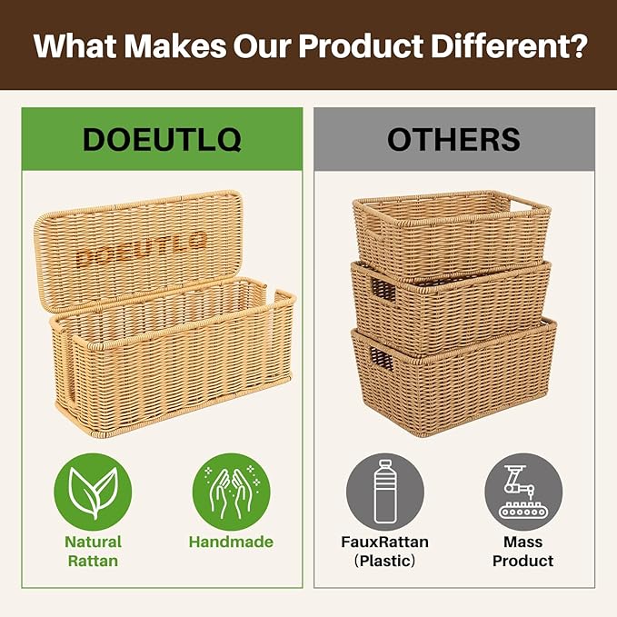 Desk Organizer Decorative Rattan Decor Countertop Cable Management Box Charging