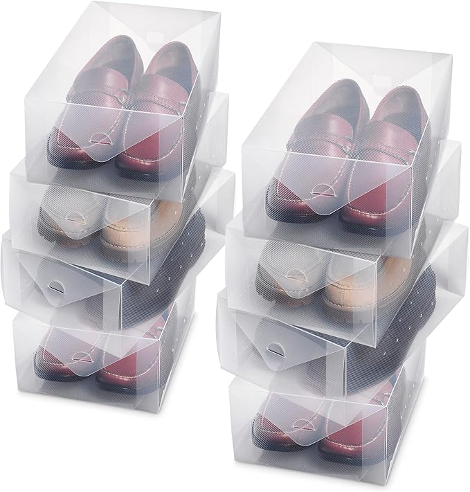 Whitmor Clear-Vue Men's Shoe Box - Heavy Duty Stackable Shoe Storage - Clear - Set of 8