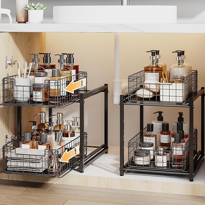Under Sink Organizer, 2-Tier Pull Out Cabinet Organizer, 1 Pack