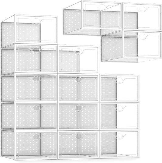 15 Pack X-Large Shoe Storage Boxes Fit US Size 11