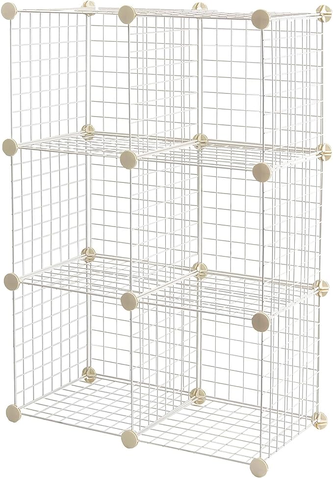 Amazon Basics Cube Wire Grid, 6-Cube, 12 x 12-Inches, White | Stackable