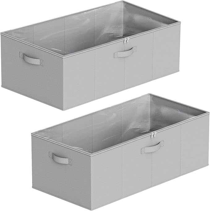 2 Pack 10" High Under Bed Storage Containers, Gray