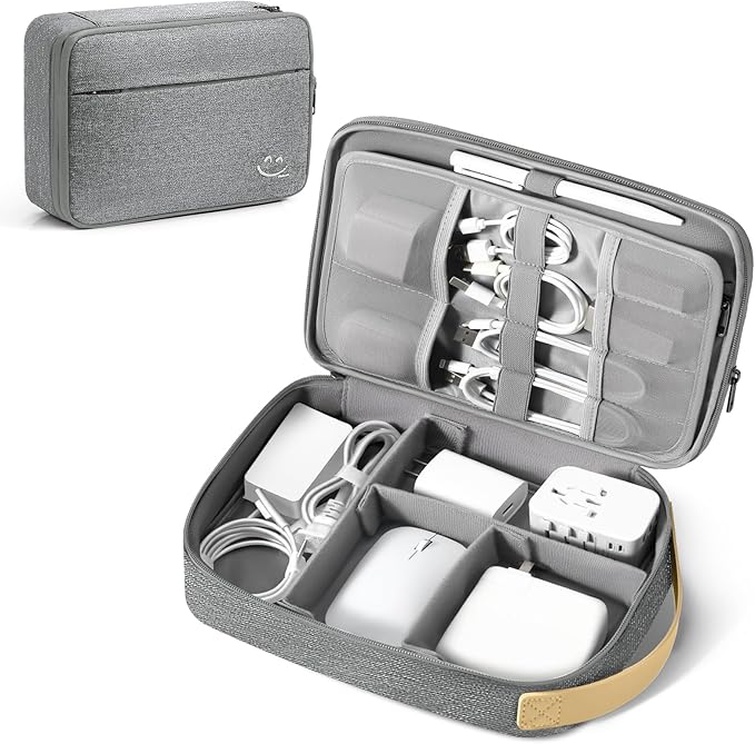 Travelkin Large Cord Organizer Travel, Electronic Organizer Travel Case, Grey