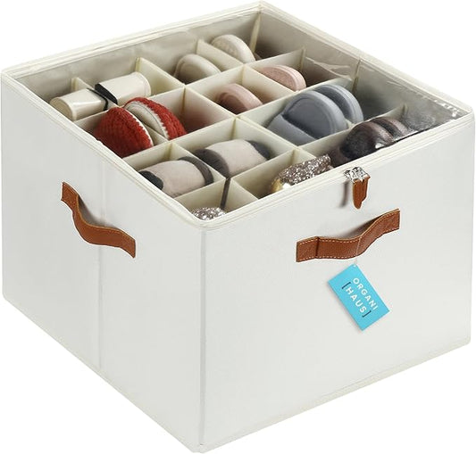 Large Shoe Storage Bin for Closet, Off-White