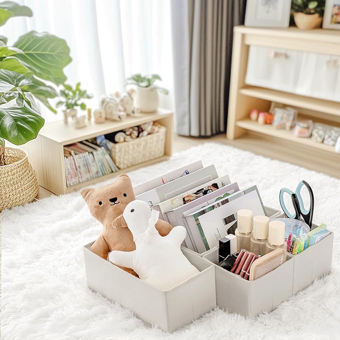 Criusia Drawer Organizer Clothes, 21 Pack Dresser Organizer for Baby Clothes, Underwear, Sock - Foldable Closet Organization and Storage Dividers Bins for Nursery, Bedroom (Oatmeal)