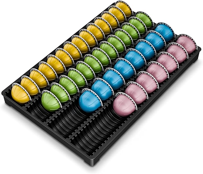 EVERIE Drawer Coffee Pod Organizer for Vertuo Capsules – Holds Up to 40 Large or 52 Small Pods, Space-Saving Insert Tray, Fits Kitchen Cabinets, 15.4" x 10.2" x 1.2"