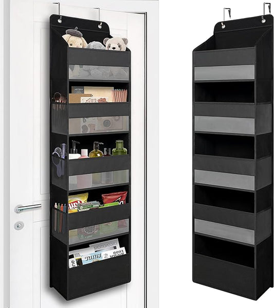 Over Door Organizer with 5 Large Pockets, Black