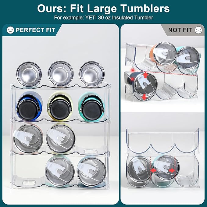 Compartment, Stackable Water Bottle Organizer Holder, 4 Tier Hold 12