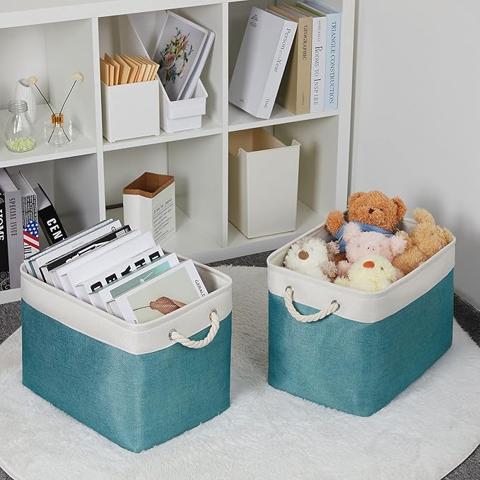 Bidtakay Foldable Storage Bins Set of 2 Tall Cloth Baskets 16" X 11.8" X 11.8"