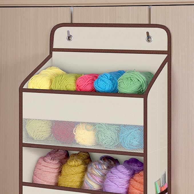 6 Tier Over The Door Organizer With 8 Mesh Side Pockets
