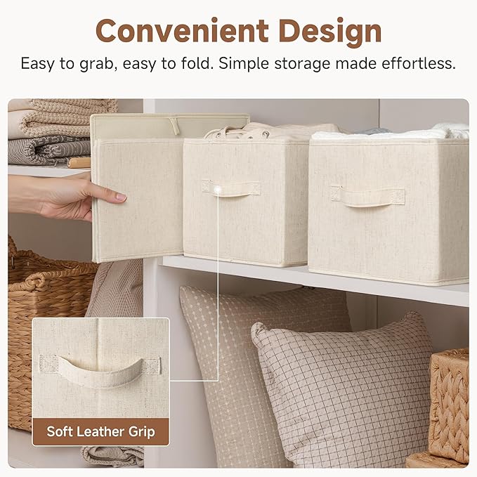 Storage Baskets for Shelves, Fabric Storage Bins, Large