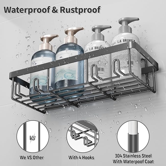 5 Pack Shower Caddy Organizer Rack Shelf for Inside Shower, Dark Grey
