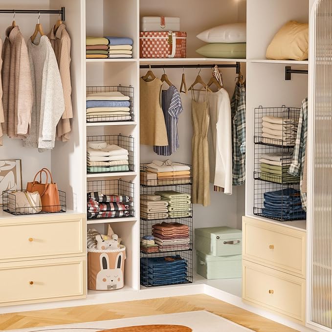 4 Tier Stackable Closet Organizers and Storage Shelves