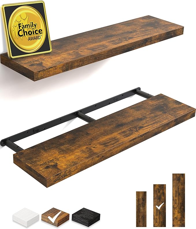 Floating Shelves, 36 inches Long Wall Mounted Rustic Wood Shelves for Bathroom