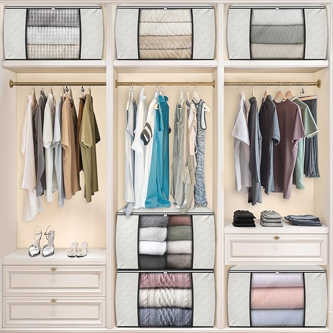 Fab totes 24 Gallons Clothes Storage, 4 Pack,Ivory