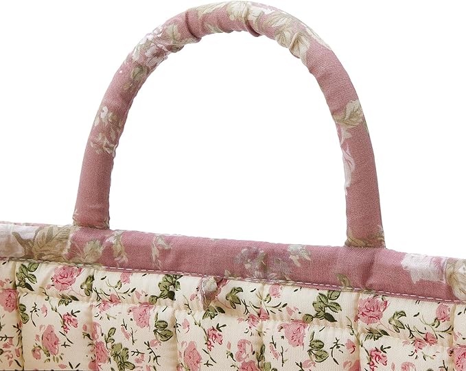 Fabric Baskets for Storage - Quilted Boho Floral Basket with Handles, Foldable Organizer for Home, Office, Clothes, Blankets, Books or Toys - 12'' x 10'' x 10''(Multi)