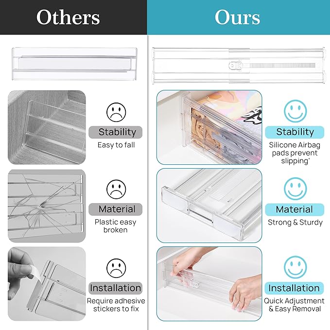 4 Pack 4" Regular Upgrade Drawer Dividers for Clothes