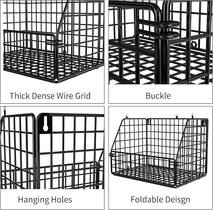 PUPPYCUTE Stackable Wire Storage Baskets for Kitchen Closet Pantry, Hanging Closet Organizers Storage Shelves Organization, Wall Mount Metal Basket Bins, Clothing Vegetable & Fruit Organizer 5 pcs