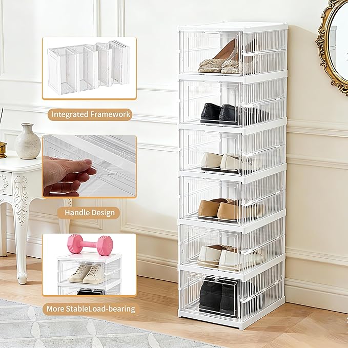 Upgrade Clear Foldable Shoe Storage Organizer