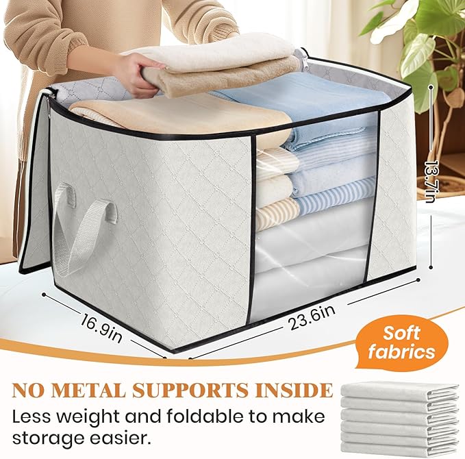 Fab totes 24 Gallons Clothes Storage, 4 Pack,Ivory