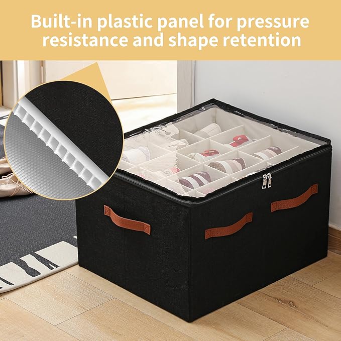 Shoe Organizer for Closet, Black, 20.5“Lx16.9 Wx13'H