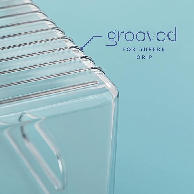 primebox Plastic Food Storage 1 Pack Clear Container Bin with Handles for Organizing Kitchen, Pantry, Refrigerator, Freezer, Pantry, Cabinet, Closet, Bathroom. 16”x6”x5”