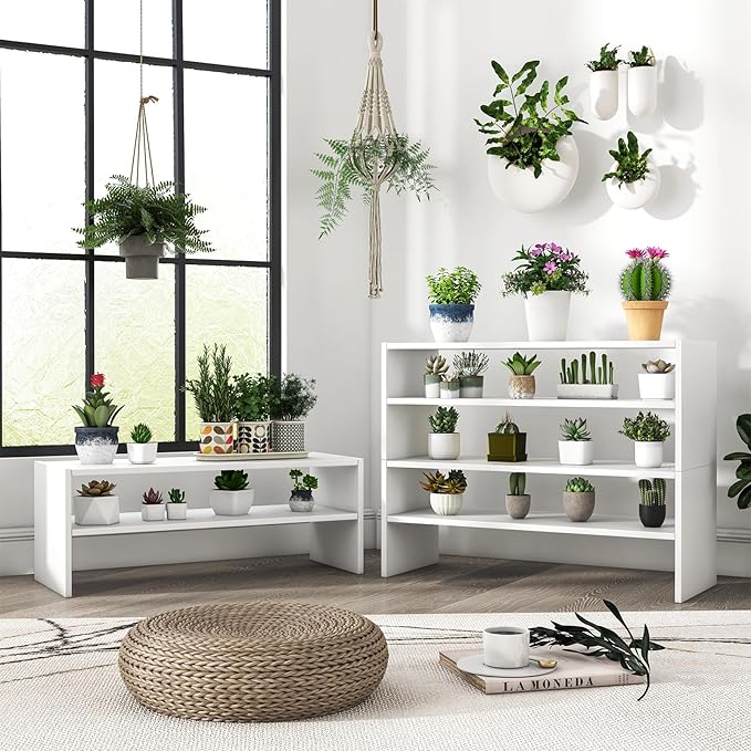 Tangkula 6-Tier Stackble Shoe Rack for Closet, Space Saving Wooden Corner Shoe Storage Shelf for 18 Pairs, 3-in-1 Adjustable White Shoe Organizer for Front Door Entryway