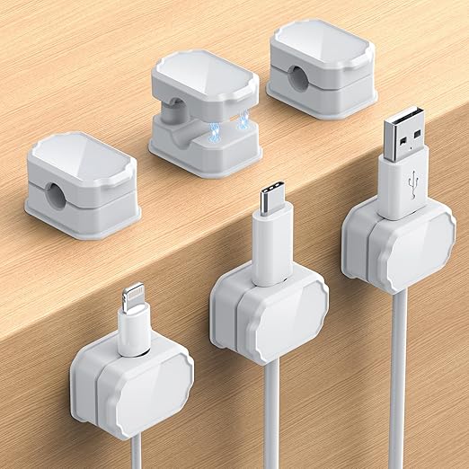 6 Pack Elastic Cable Clips [auto Tighten] Cable Holder, Desk Cable Management