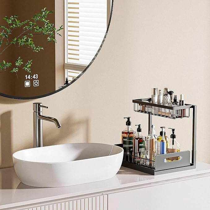 Under Kitchen Sink Organizer 2 Tier, Pull Out Under Sink Organizers and Storage