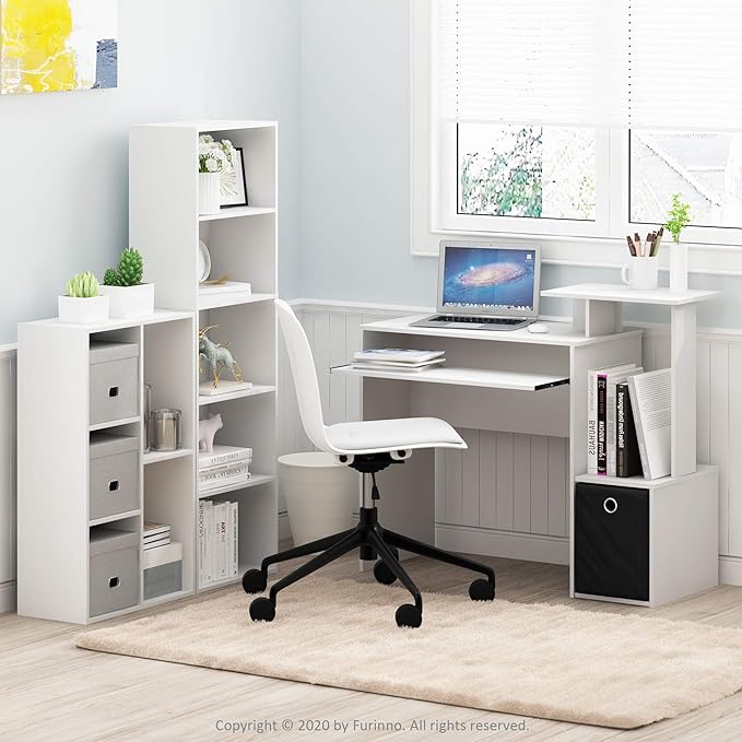 Furinno LUDER Book Shelf, 5-Tier Bookshelf, Bookcase with Open Shelves, White