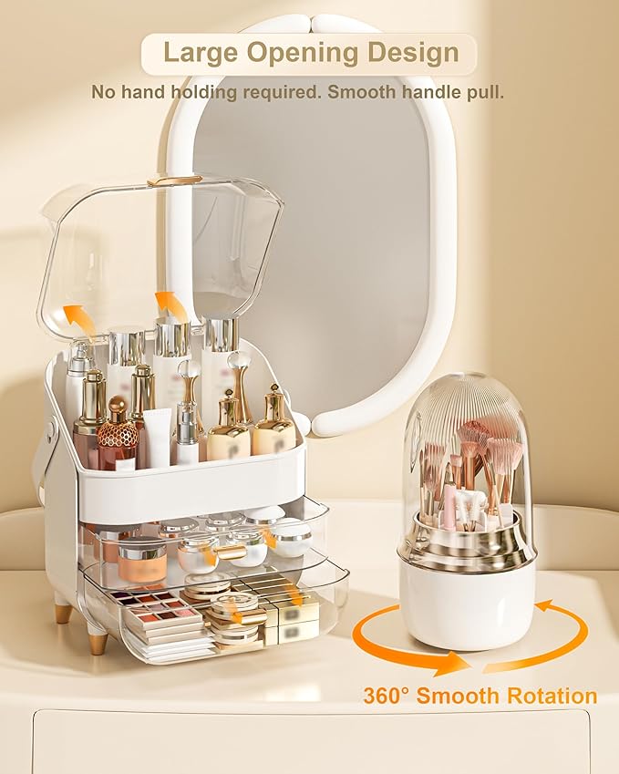 Makeup Organizer Countertop, White/Brush