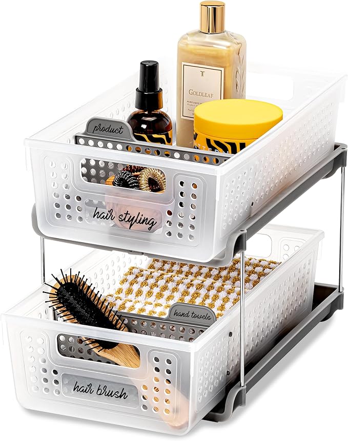madesmart Antimicrobial 2 Tier Organizer, Pack of 2, Frost