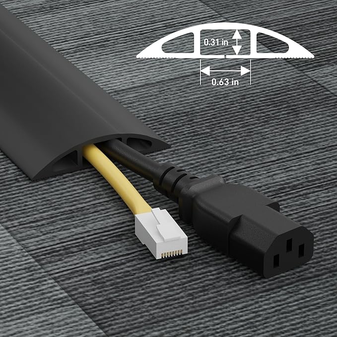 D-Line 30ft Floor Cord Cover, Floor Cable Protector, Extension Cord Cover, Black