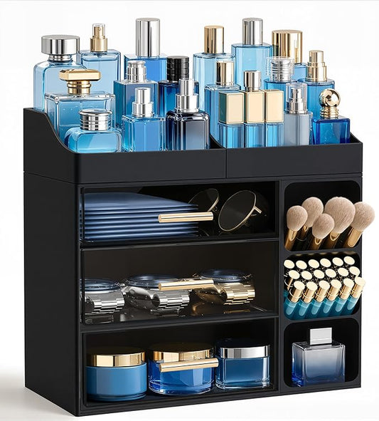Cologne Organizer for Men Makeup Organizer Countertop with Brush Holder