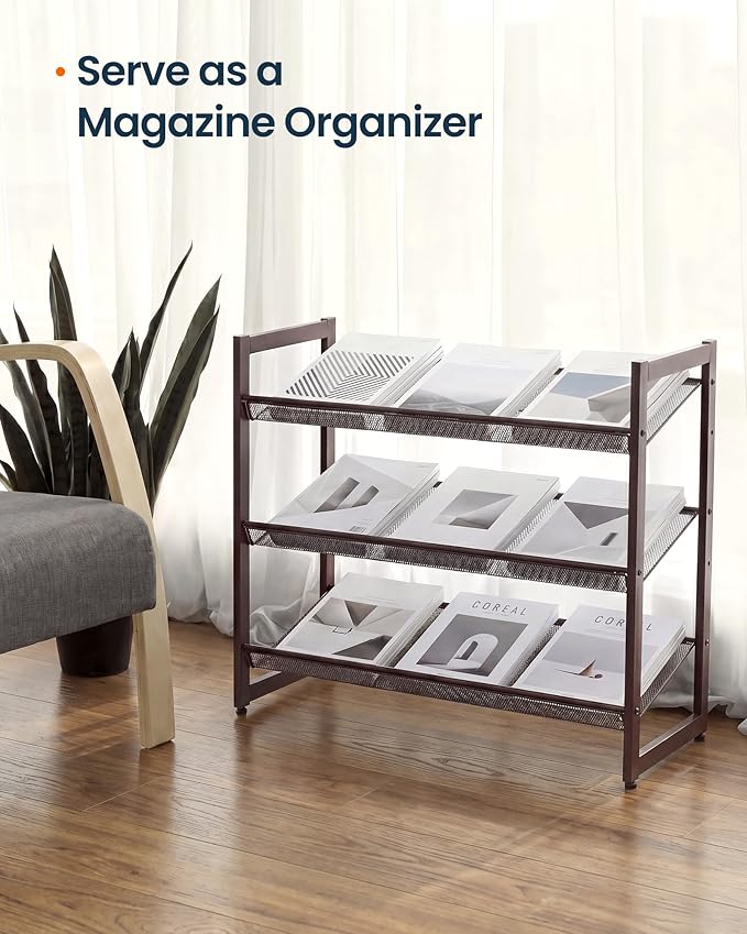 HOME 3-Tier Stackable Shoe Rack, Metal Shoe Organizer for Closet, Entryway