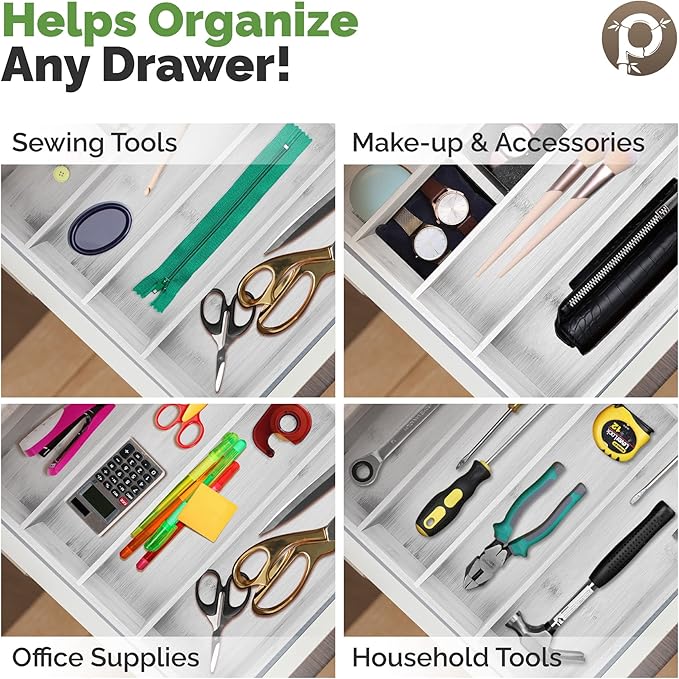 Pristine Bamboo Kitchen Drawer Organizer