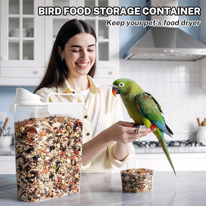 Airtight Pet Food Storage Container 5+10 Lbs 2 Pack, BPA-Free Dog Cat Food Dispenser with Measuring Cup & Large Spout, Leakproof Food Bin for Bird Seed, Rice, Flour, Kitchen Dry Goods